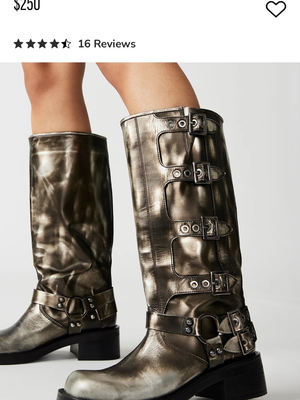 Steve Madden Metallic Gray Buckle Mid-Calf Women's Boots NEVER WORN